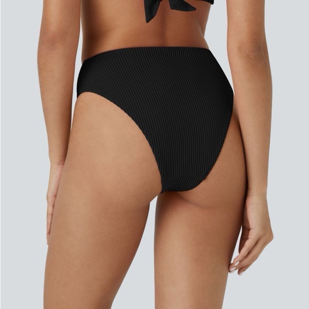 Halara Ribbed Mid Rise Bikini Bottom Swimsuit - Picture 2 of 4